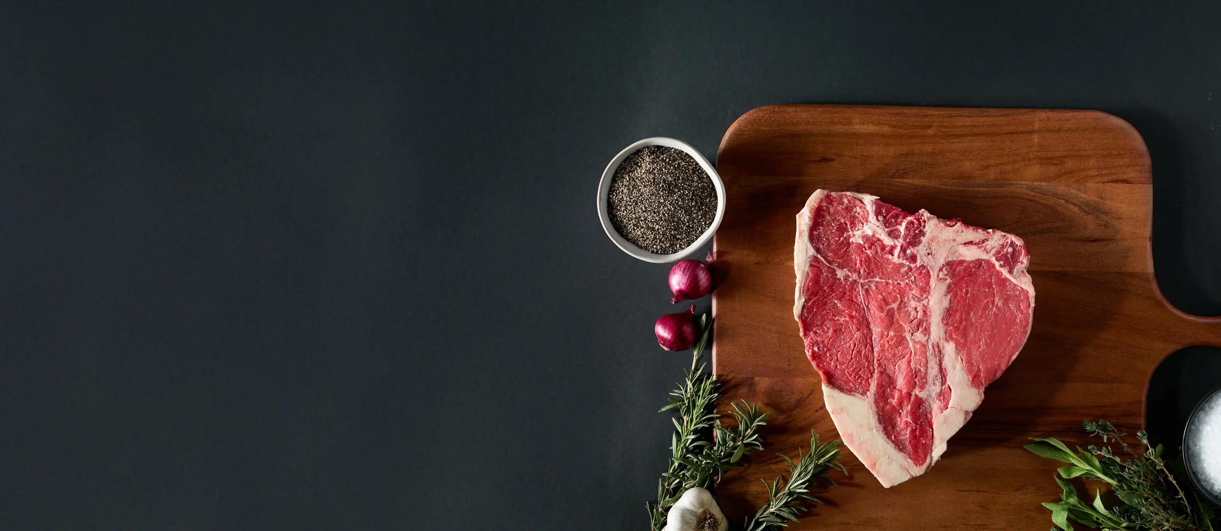 Top down angle of raw meat and ingredients