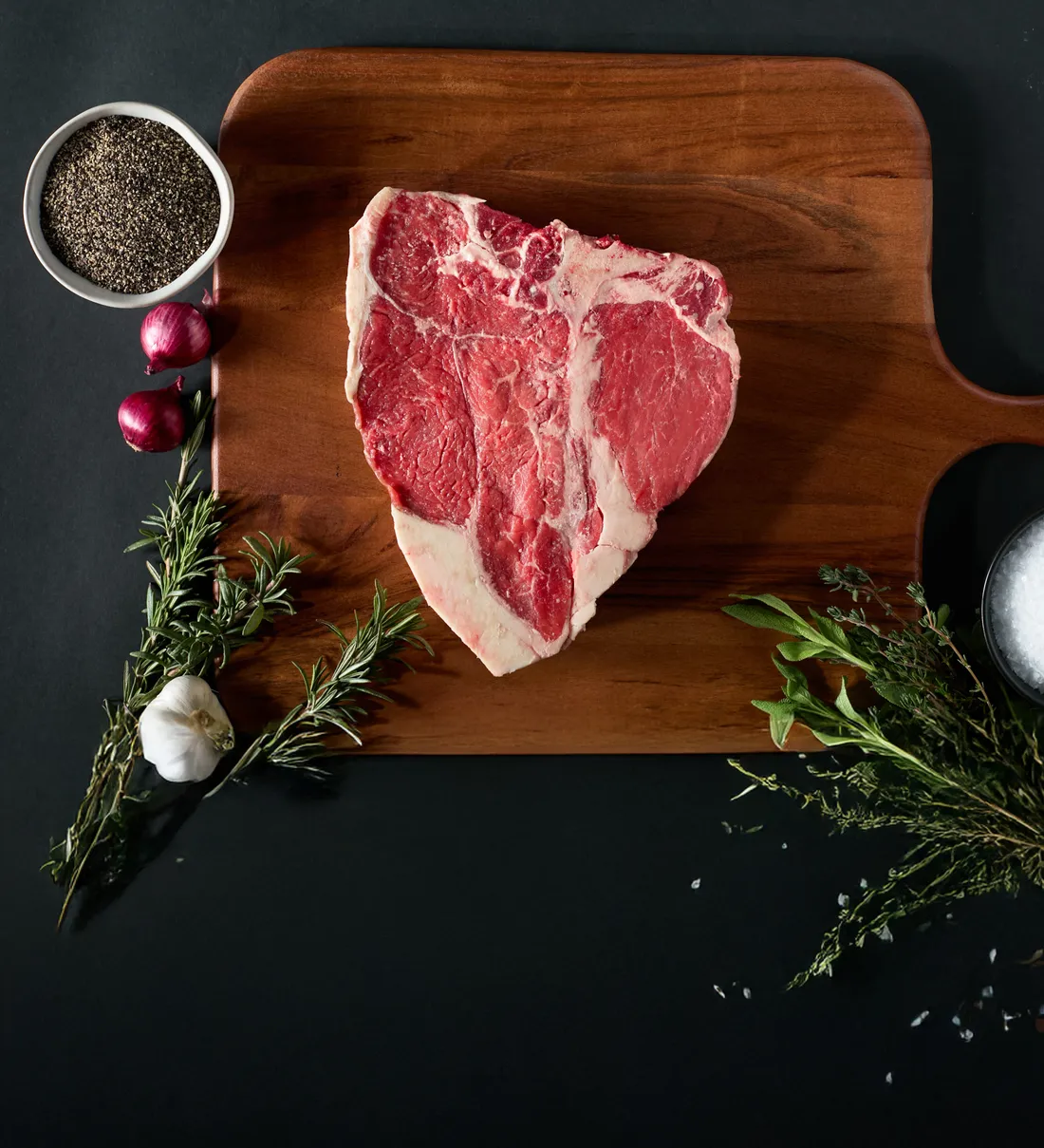 Top down angle of raw meat and ingredients